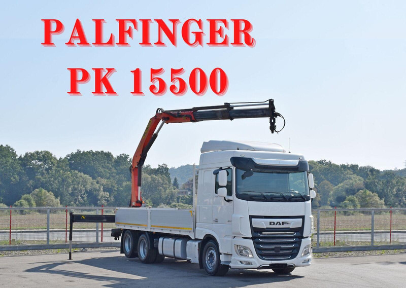 DAF XF 530 Pritsche 6,30 m + PK 15500 * TOPZUSTAND - Vrachtwagen met open laadbak, Kraanwagen: afbeelding 1 DAF XF 530 Pritsche 6,30 m + PK 15500 * TOPZUSTAND - Vrachtwagen met open laadbak, Kraanwagen: afbeelding 1