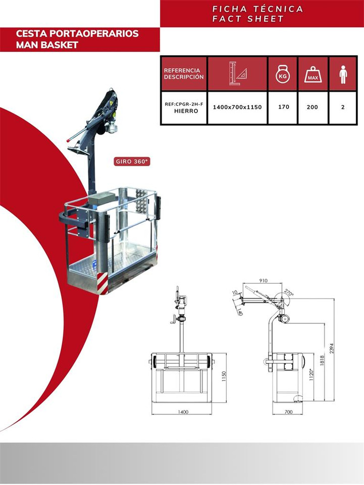 Height Adjustable Rotating Iron Man Basket CPGR-2H-F - Aanbouwdeel voor Autolaadkraan: afbeelding 3 Height Adjustable Rotating Iron Man Basket CPGR-2H-F - Aanbouwdeel voor Autolaadkraan: afbeelding 3