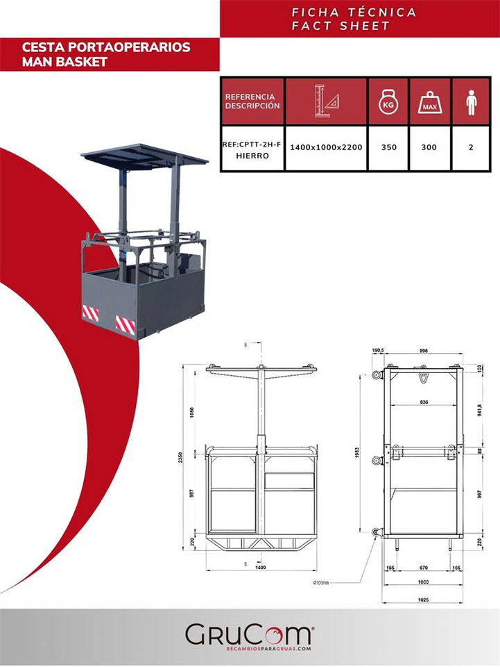 Suspended iron man basket for tower cranes CPTT-2H-F - Aanbouwdeel voor Autolaadkraan: afbeelding 3 Suspended iron man basket for tower cranes CPTT-2H-F - Aanbouwdeel voor Autolaadkraan: afbeelding 3