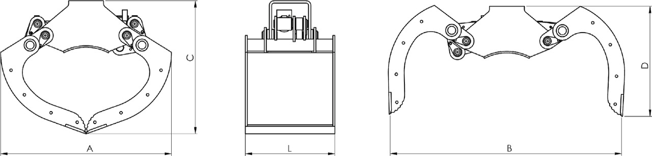 Clamshell bucket withouth side-walls BV-MR 205 - Overslaggrijper voor Autolaadkraan: afbeelding 4 Clamshell bucket withouth side-walls BV-MR 205 - Overslaggrijper voor Autolaadkraan: afbeelding 4