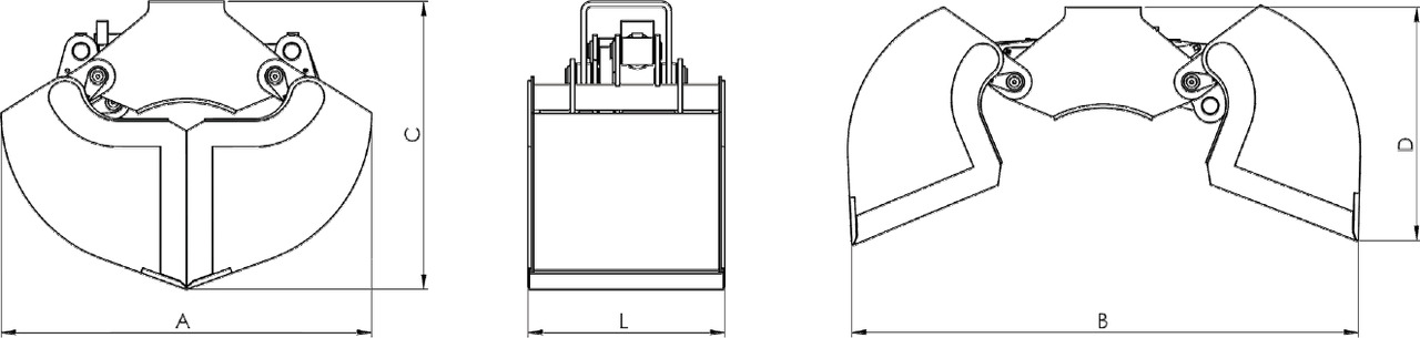 Clamshell bucket withouth side-walls BV-MR 50 - Overslaggrijper voor Autolaadkraan: afbeelding 4 Clamshell bucket withouth side-walls BV-MR 50 - Overslaggrijper voor Autolaadkraan: afbeelding 4