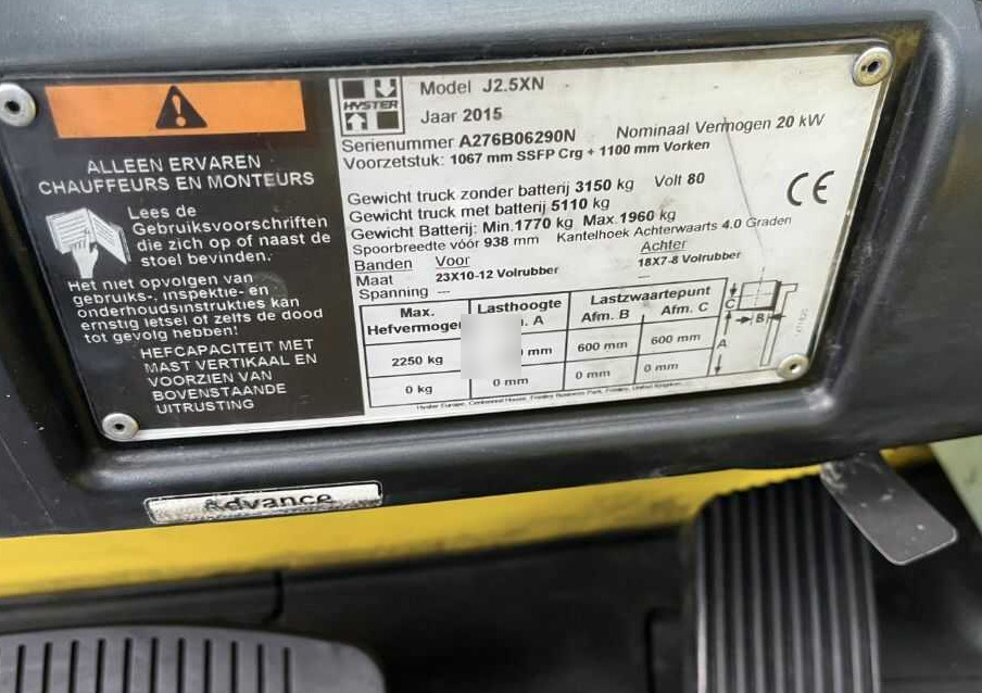 Hyster J2.5XN - Elektrische heftruck: afbeelding 4 Hyster J2.5XN - Elektrische heftruck: afbeelding 4