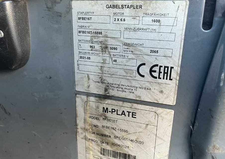 Toyota 8FBE16T - Elektrische heftruck: afbeelding 4 Toyota 8FBE16T - Elektrische heftruck: afbeelding 4