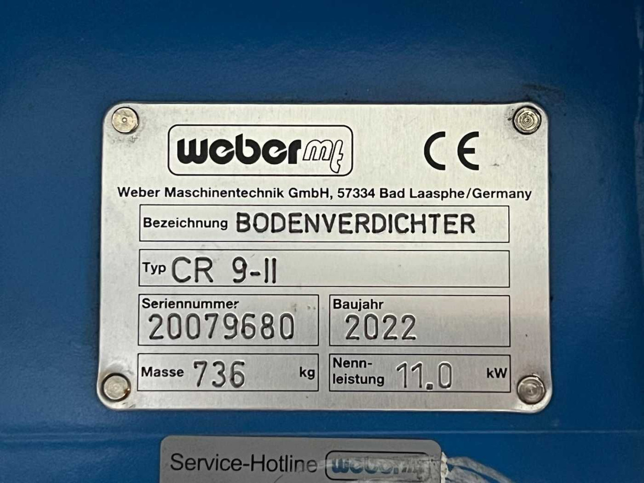 Trilplaat Weber CR 9 Hatz-Diesel / 736kg / E-Start / DEMO: afbeelding 11