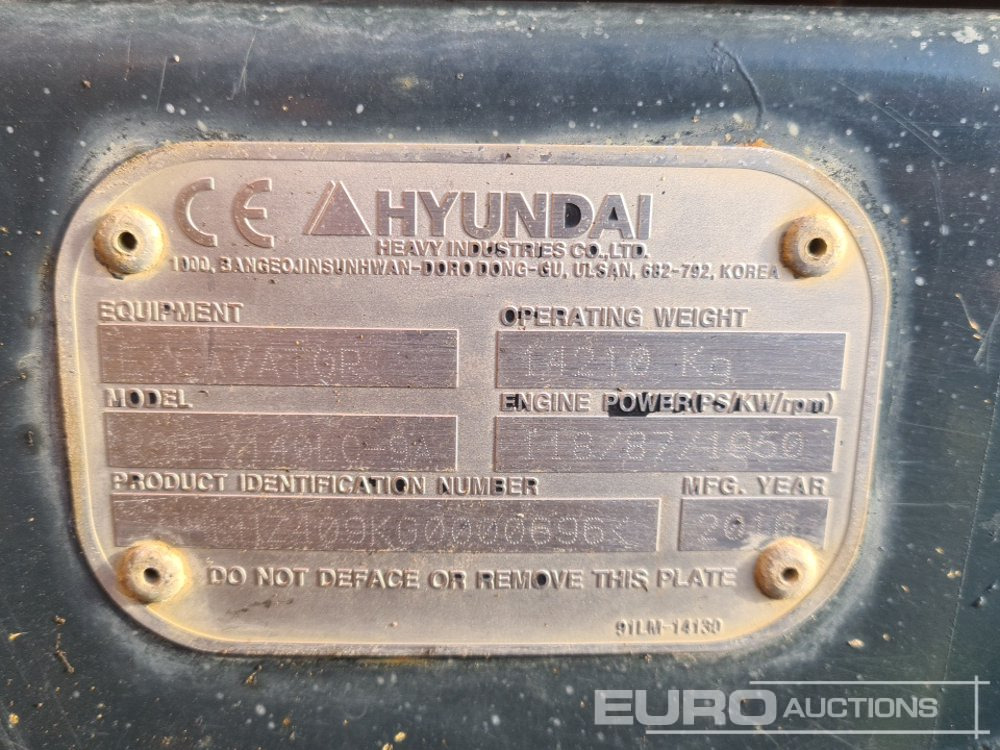 Rupsgraafmachine 2016 Hyundai R140LC-9A: afbeelding 50