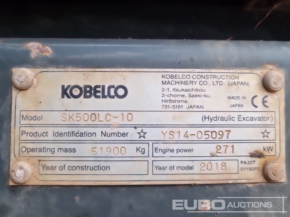 Rupsgraafmachine 2018 Kobelco SK500LC-10: afbeelding 47