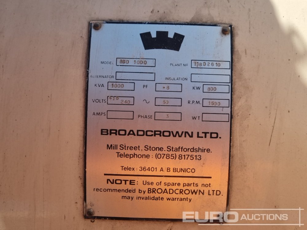 Industrie generator Broadcrown 1000kVA Generator, 6 Cylinder Engine: afbeelding 50