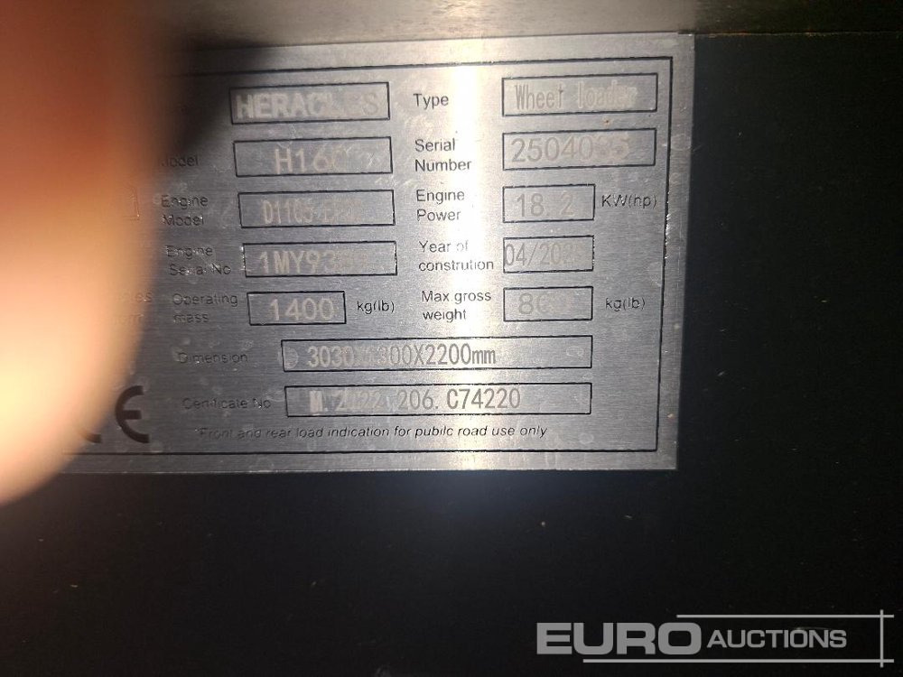 Unused 2025 Heracles H160 - Wiellader: afbeelding 2 Unused 2025 Heracles H160 - Wiellader: afbeelding 2