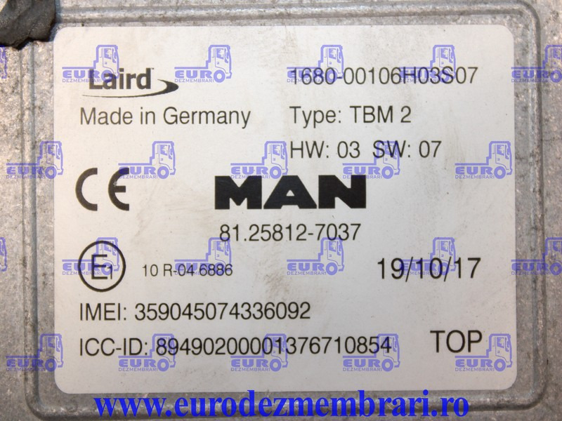 CALCULATOR TELEMATIC TBM2 MAN TGX 81.25812.7037, 81.25812.7038 - ECU voor Vrachtwagen: afbeelding 3 CALCULATOR TELEMATIC TBM2 MAN TGX 81.25812.7037, 81.25812.7038 - ECU voor Vrachtwagen: afbeelding 3