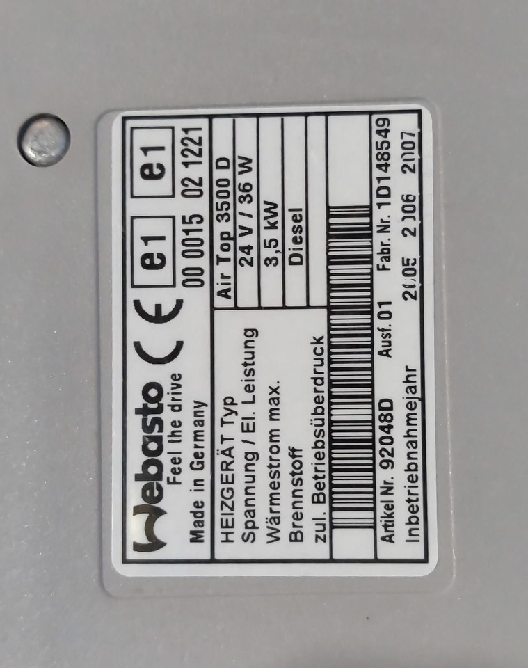 Sirocou Webasto Air Top 3500/5000 - Verwarming/ Ventilatie voor Vrachtwagen: afbeelding 4 Sirocou Webasto Air Top 3500/5000 - Verwarming/ Ventilatie voor Vrachtwagen: afbeelding 4